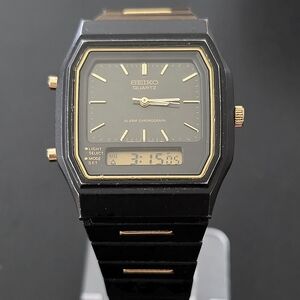 VTG Seiko Analog Digital H601-5260 Alarm Chronograph Original Band Watch Runs